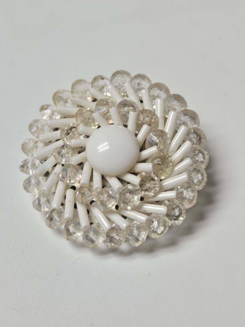 1960s Signeg West German Classic White Milk Glass Brooch